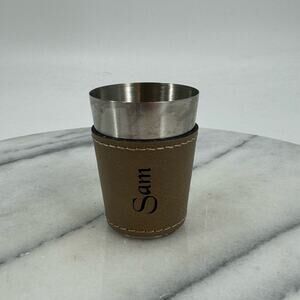 Sam  faux leather Koozie stainless steel shot glass